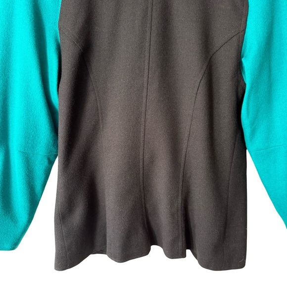Vintage Beamer Teal and Black Women's Colorblock 80s 90s Wool Blazer Size 6P - Picture 12 of 15